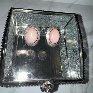 NAKAI SIGNED NATIVE AMERICAN NAVAJO STERLING SILVER & Rose Quartz Earrings